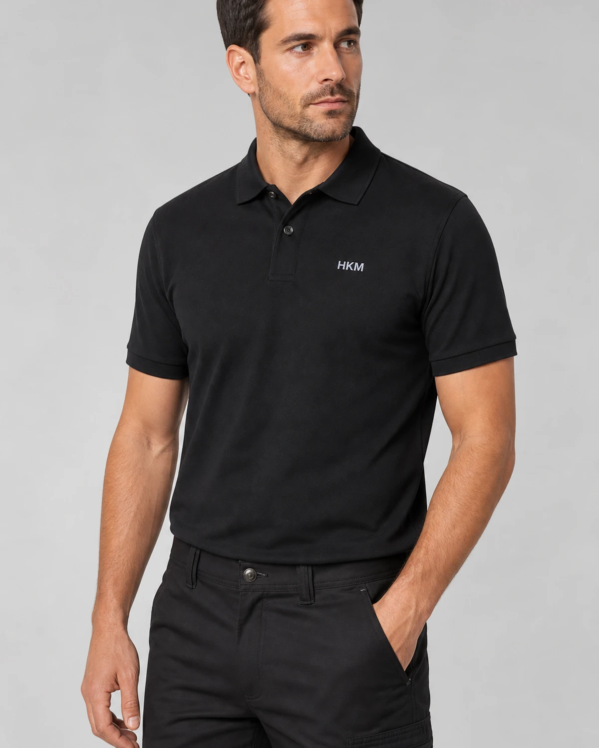 HKM erkek polo yaka tişört, siyah
